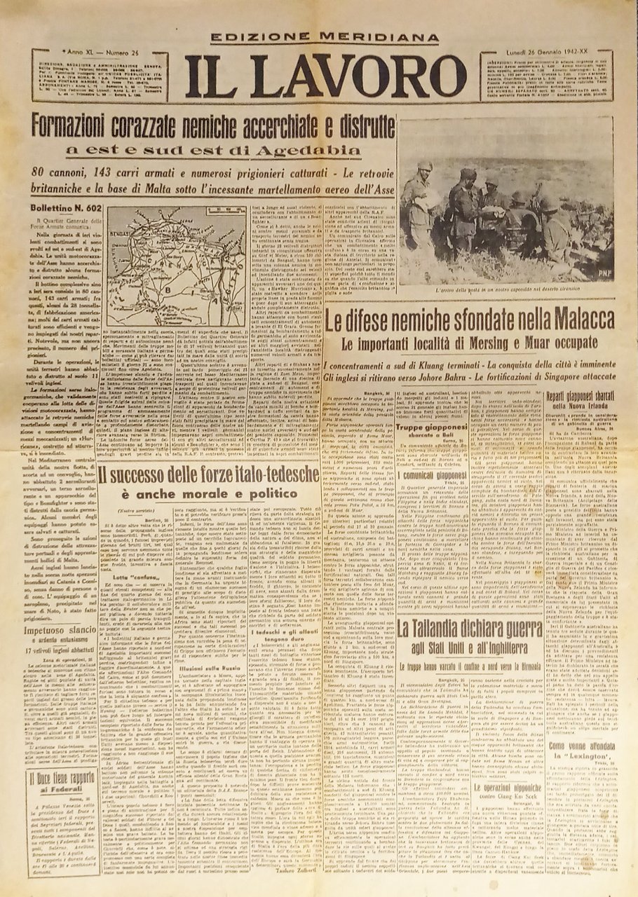 WWII - Quotidiano - Il Lavoro N. 26 - 1942 …