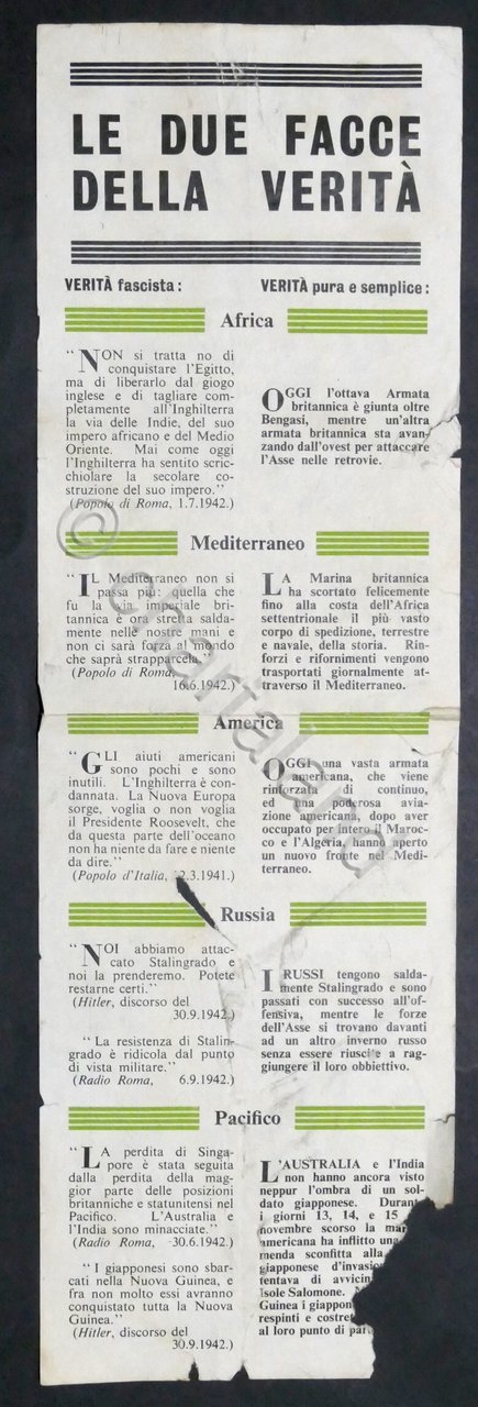 WWII - Volantino Alleati - Le due facce della verità …