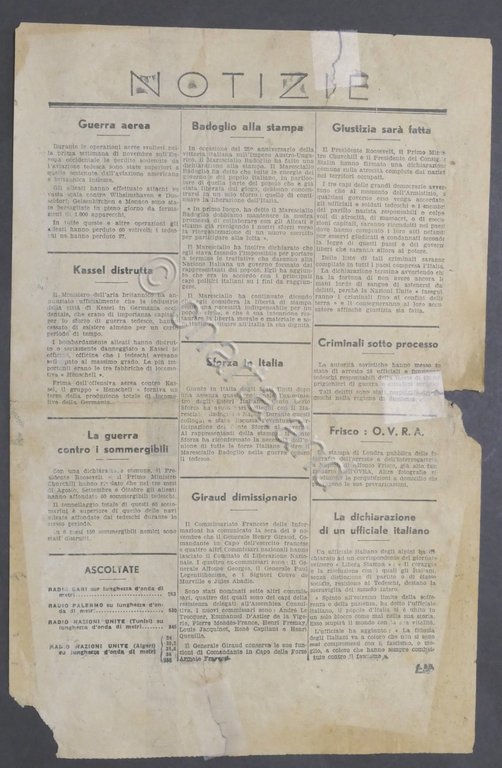 WWII - Volantino Alleati - Notizie: La Conferenza di Mosca …