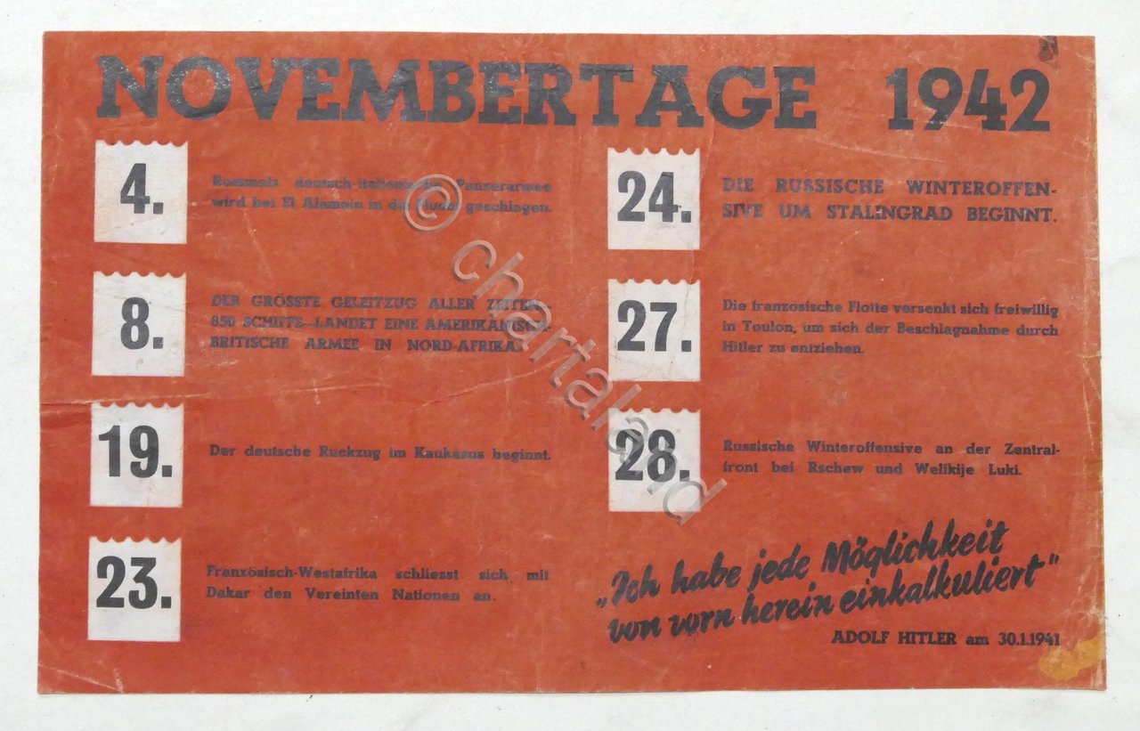 WWII - Volantino Alleati contro Nazismo e Hitler - Sconfitte …