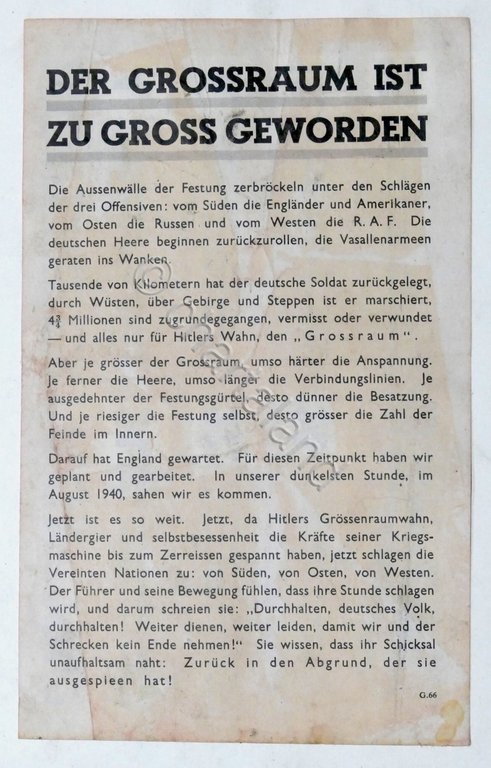 WWII - Volantino Alleati contro Nazismo e Hitler - Sconfitte …