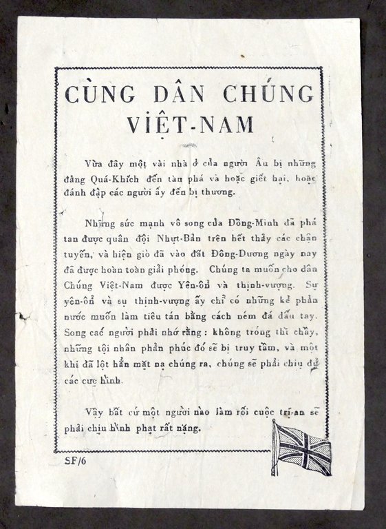WWII - Volantino degli alleati contro estremisti in Indocina - …