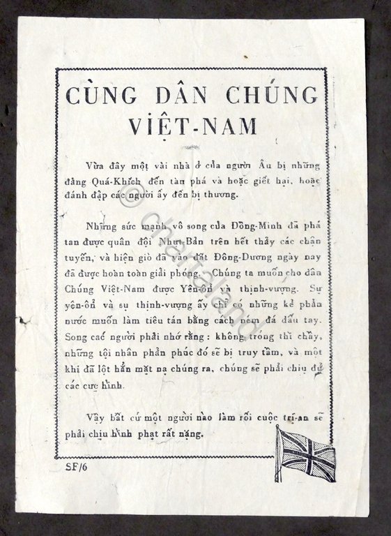 WWII - Volantino degli alleati contro estremisti in Indocina - …