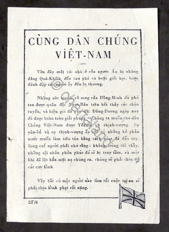 WWII - Volantino degli alleati contro estremisti in Indocina - …