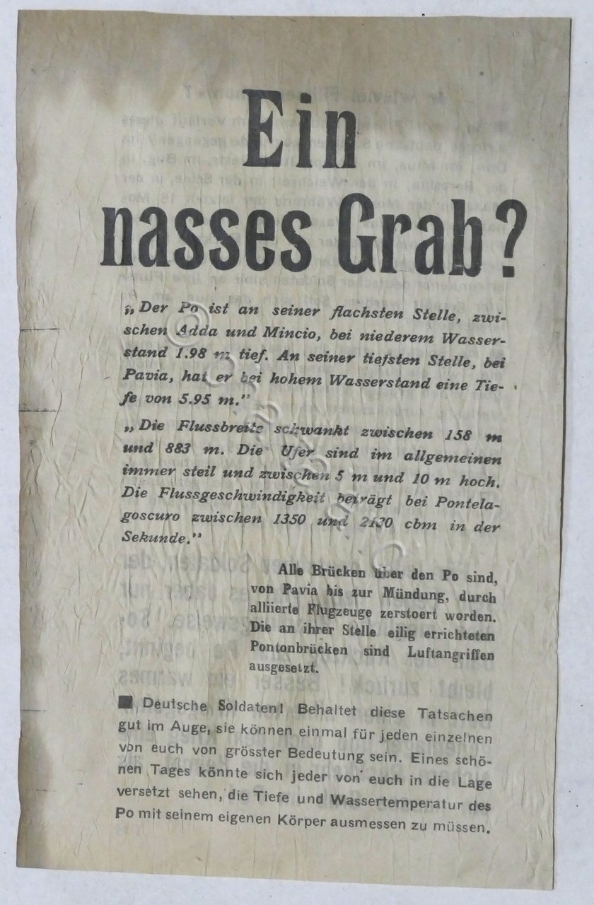 WWII - Volantino per soldati tedeschi in ritirata - Pericolosità …