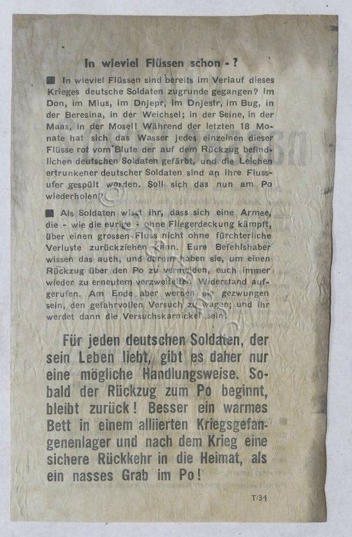 WWII - Volantino per soldati tedeschi in ritirata - Pericolosità …