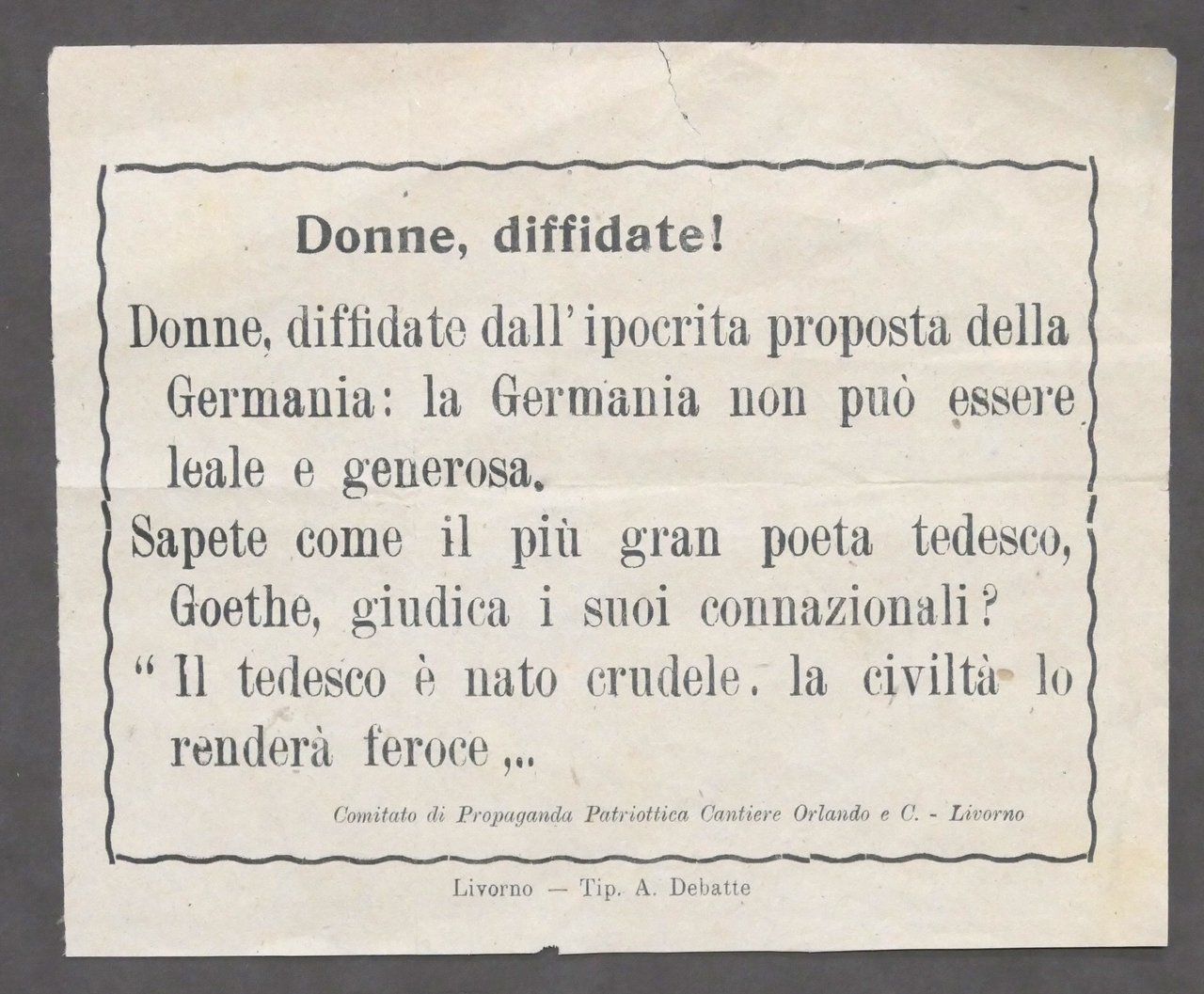 WWII - Volantino Propaganda Patriottica Cantiere Orlando Livorno - 1944 …