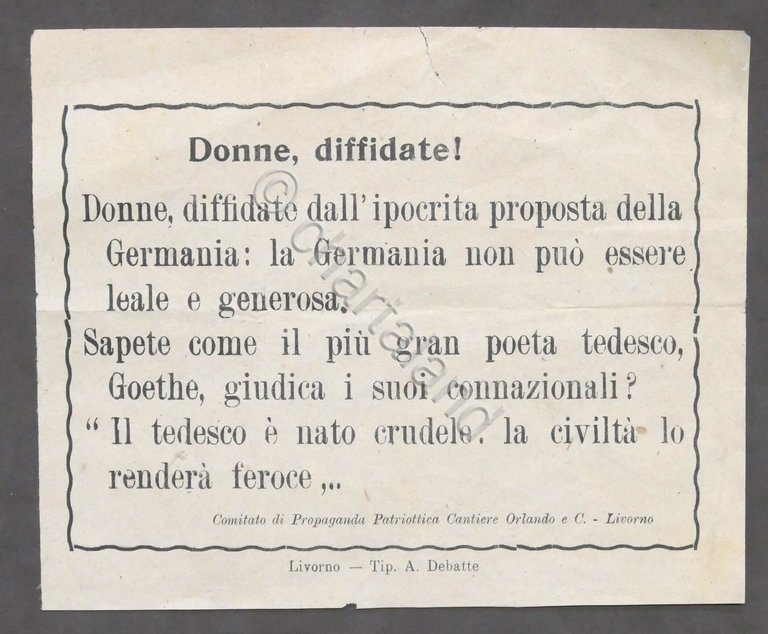 WWII - Volantino Propaganda Patriottica Cantiere Orlando Livorno - 1944 …
