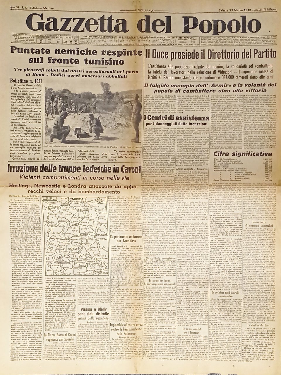 WWII Gazzetta del Popolo N. 62 - 1943 Il Duce … | Immagine principale
