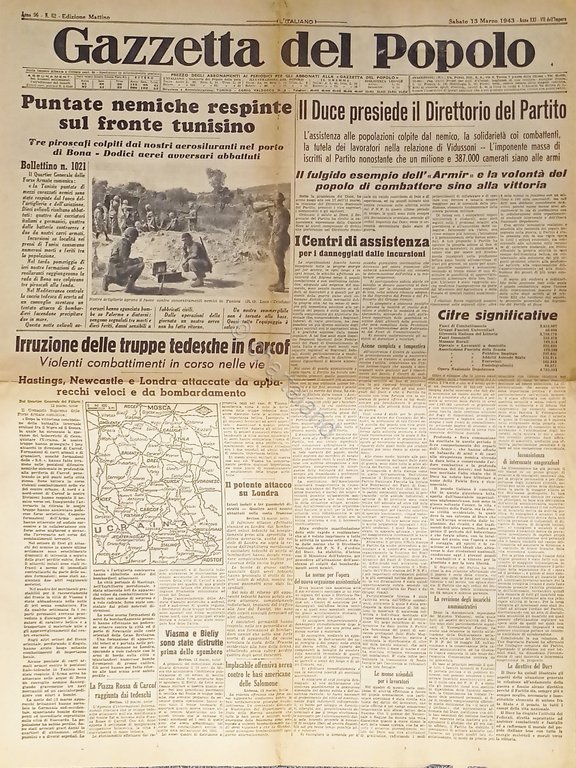 WWII Gazzetta del Popolo N. 62 - 1943 Il Duce … | Immagine Gallery 2