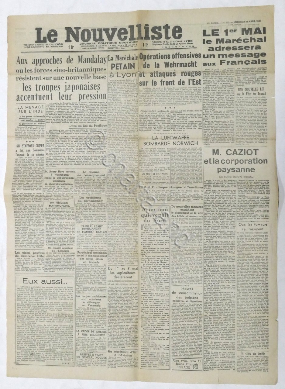 WWII Giornale - Le Nouvelliste - Journal Politique Quotidien - …