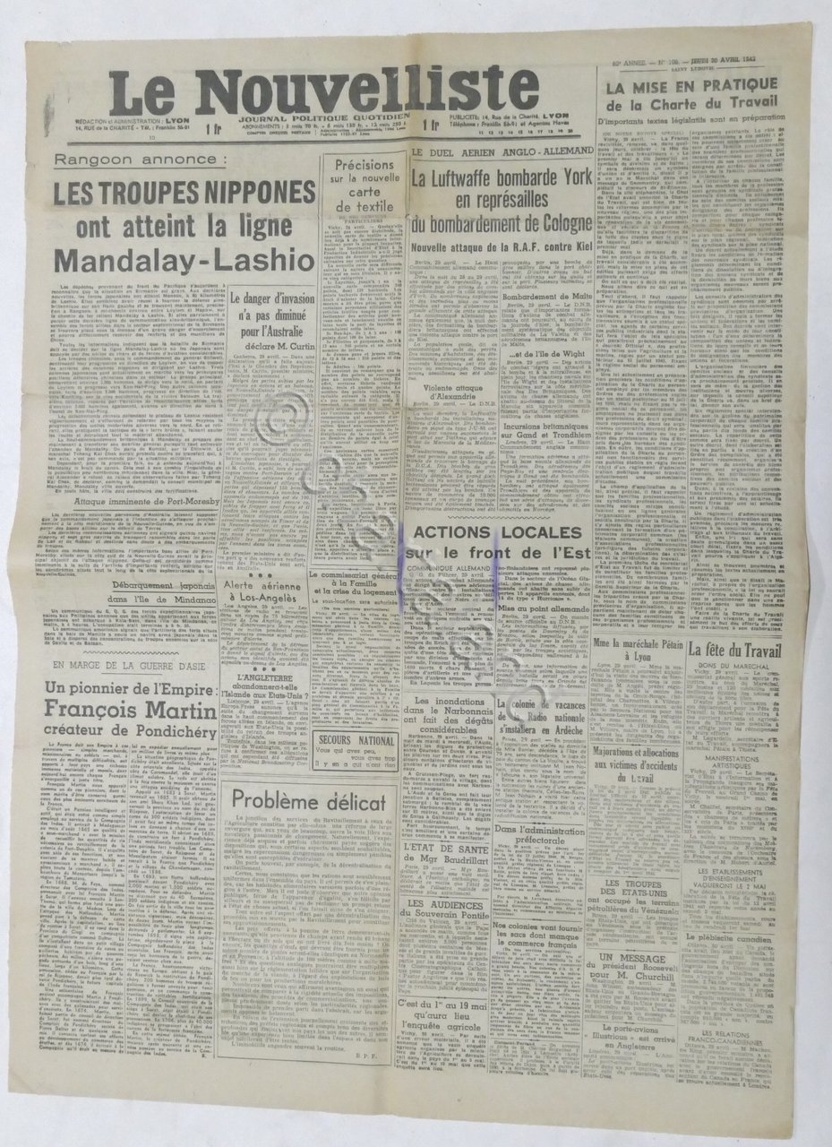 WWII Giornale - Le Nouvelliste - Journal Politique Quotidien - …