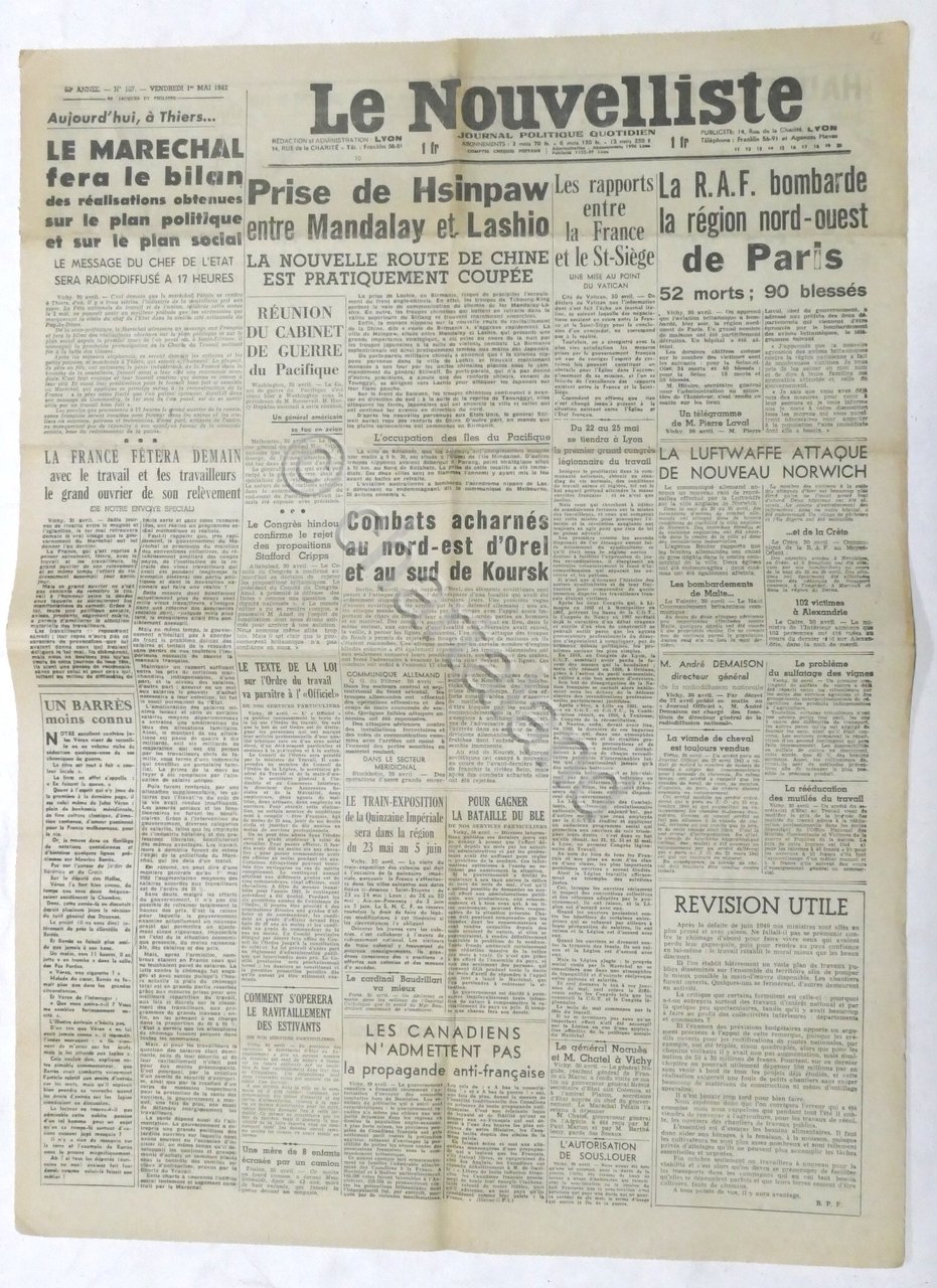 WWII Giornale - Le Nouvelliste - Journal Politique Quotidien - …