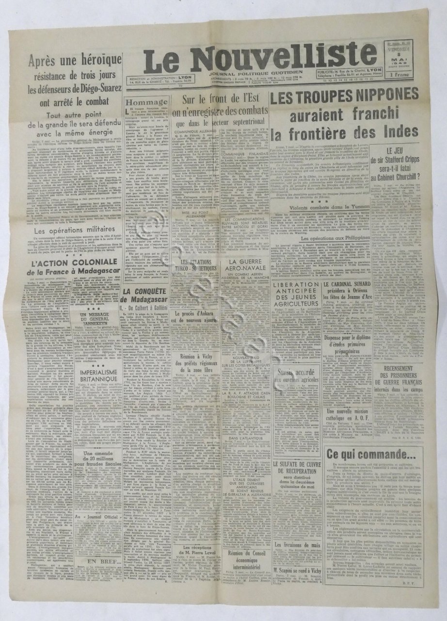 WWII Giornale - Le Nouvelliste - Journal Politique Quotidien - …