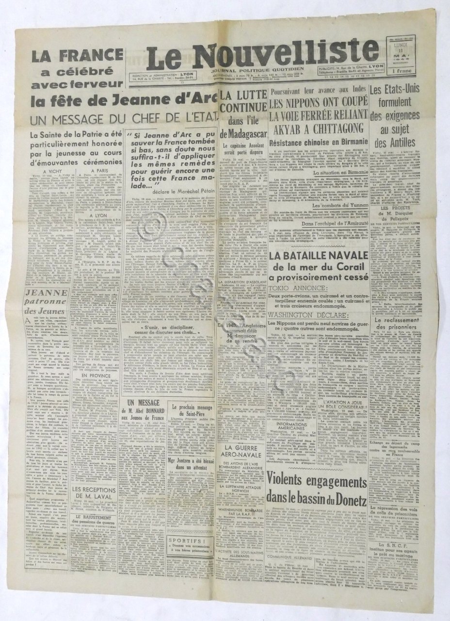 WWII Giornale - Le Nouvelliste - Journal Politique Quotidien - …