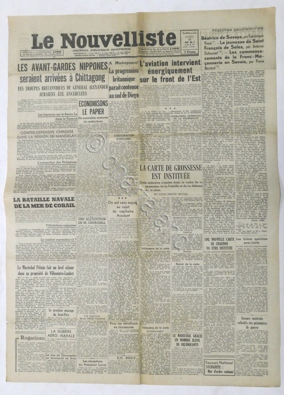 WWII Giornale - Le Nouvelliste - Journal Politique Quotidien - …
