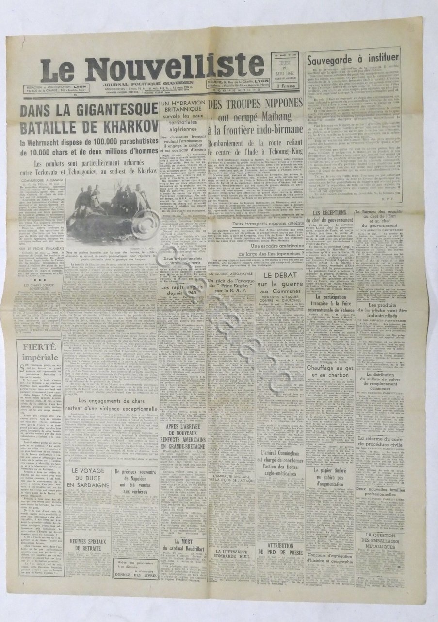 WWII Giornale - Le Nouvelliste - Journal Politique Quotidien - …