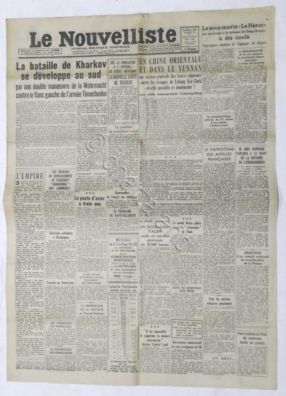 WWII Giornale - Le Nouvelliste - Journal Politique Quotidien - …