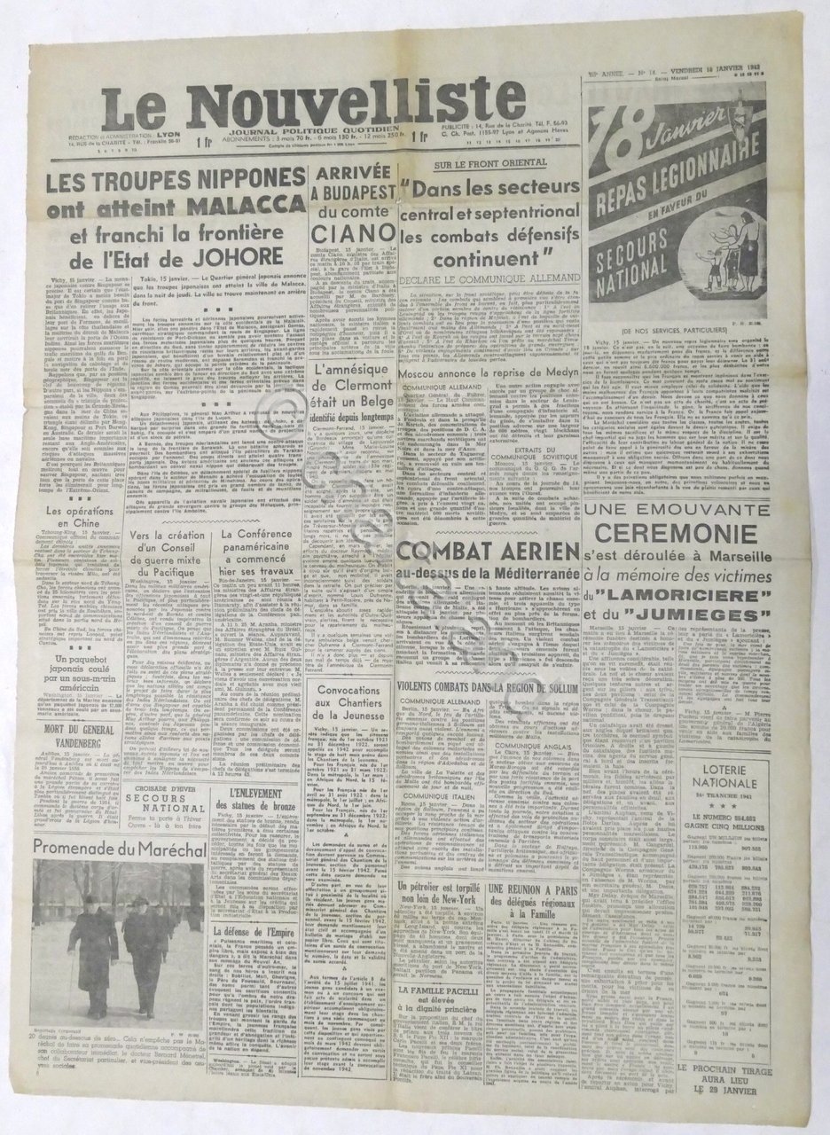 WWII Giornale - Le Nouvelliste - Journal Politique Quotidien - …
