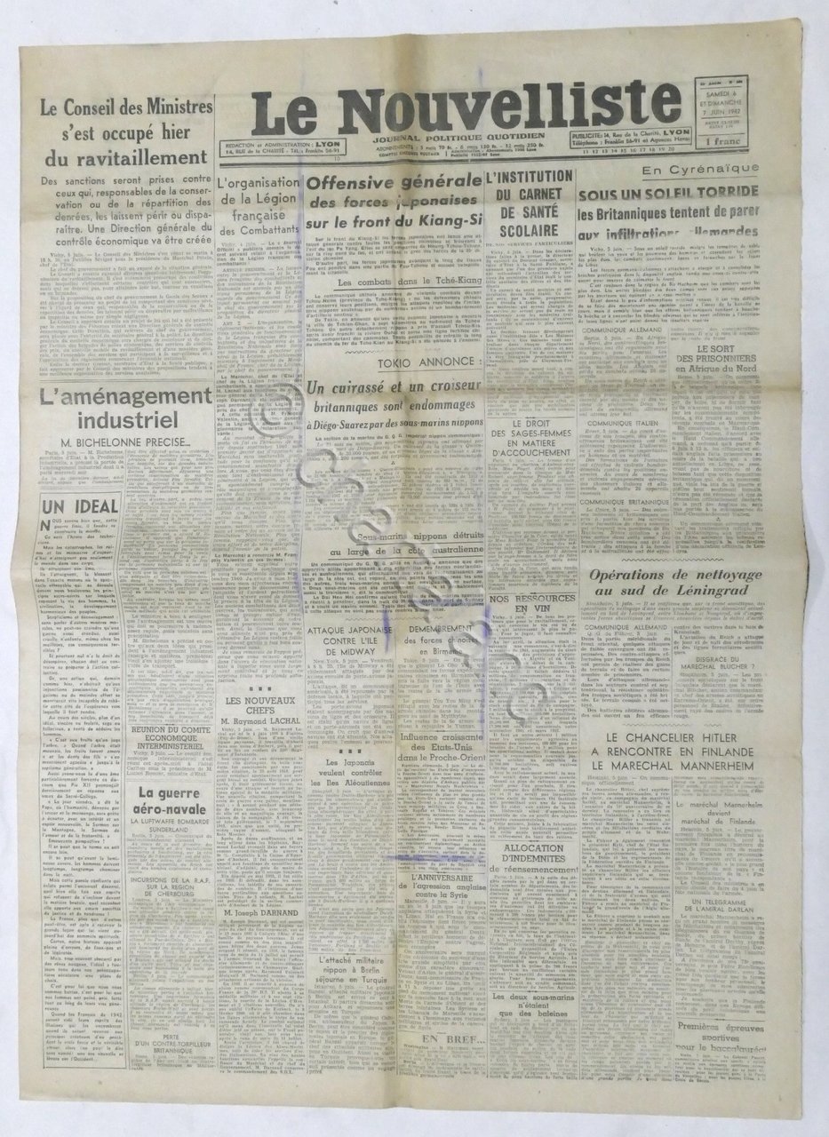 WWII Giornale - Le Nouvelliste - Journal Politique Quotidien - …