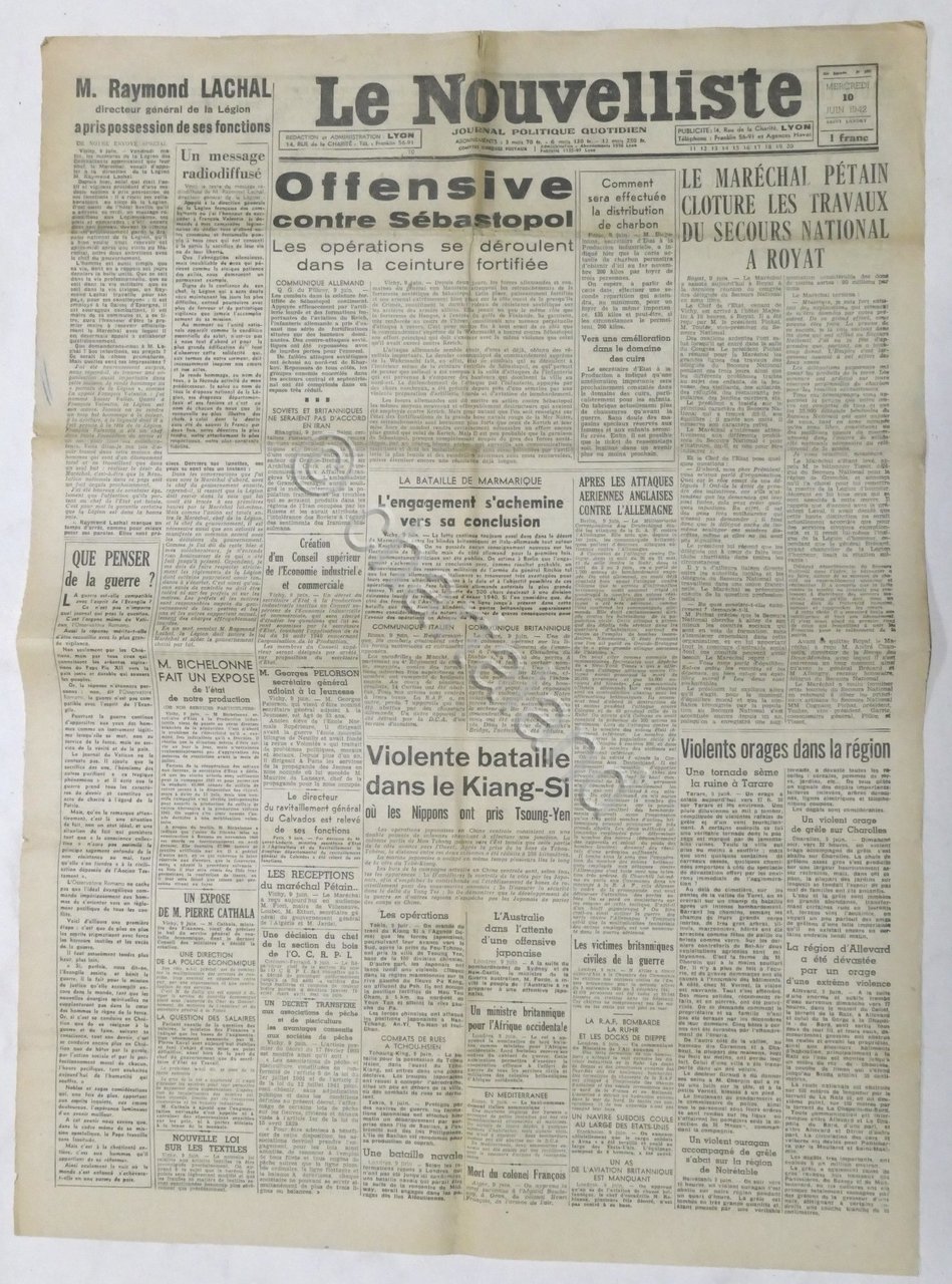 WWII Giornale - Le Nouvelliste - Journal Politique Quotidien - …