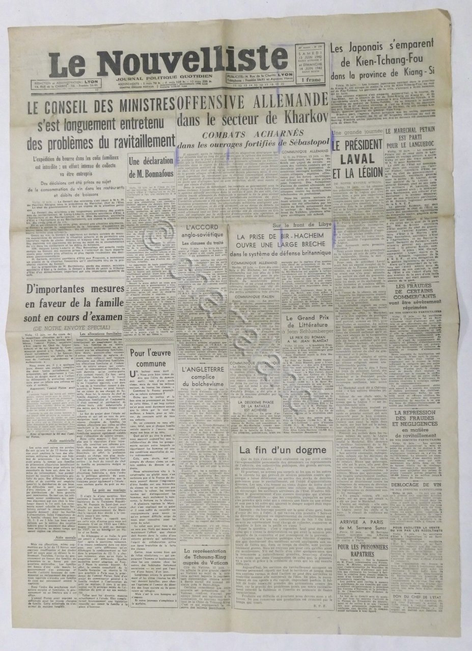 WWII Giornale - Le Nouvelliste - Journal Politique Quotidien - …