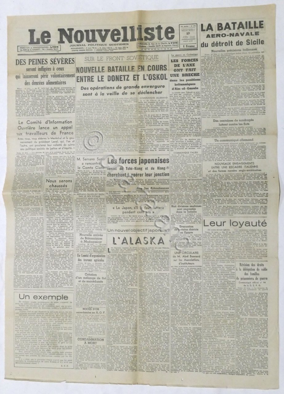 WWII Giornale - Le Nouvelliste - Journal Politique Quotidien - …