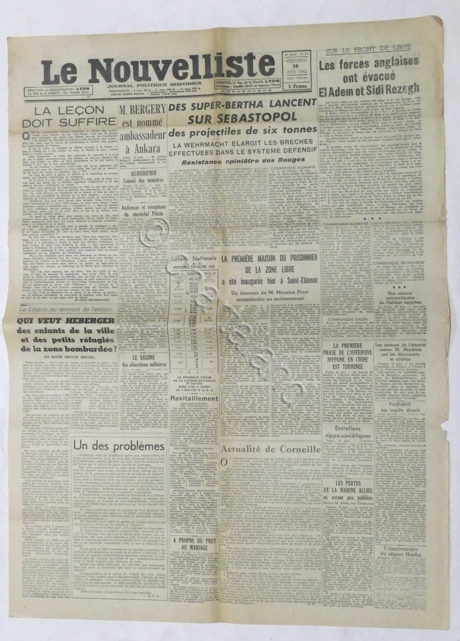 WWII Giornale - Le Nouvelliste - Journal Politique Quotidien - …