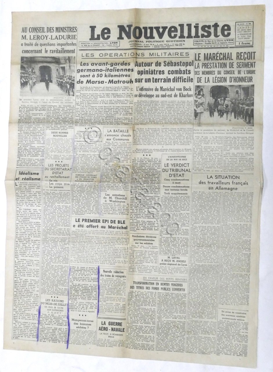 WWII Giornale - Le Nouvelliste - Journal Politique Quotidien - …