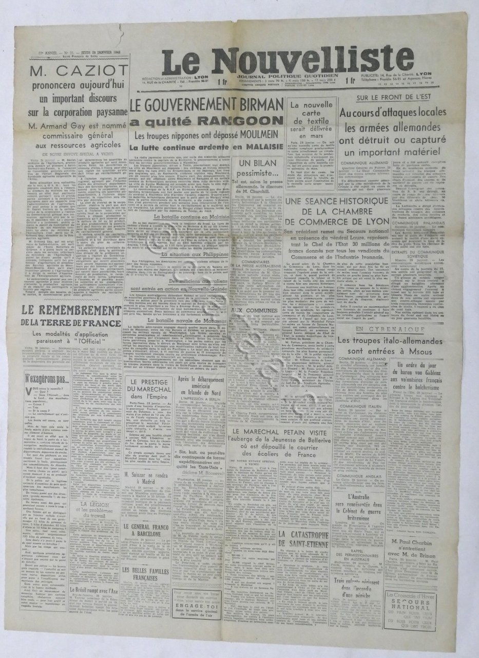 WWII Giornale - Le Nouvelliste - Journal Politique Quotidien - …
