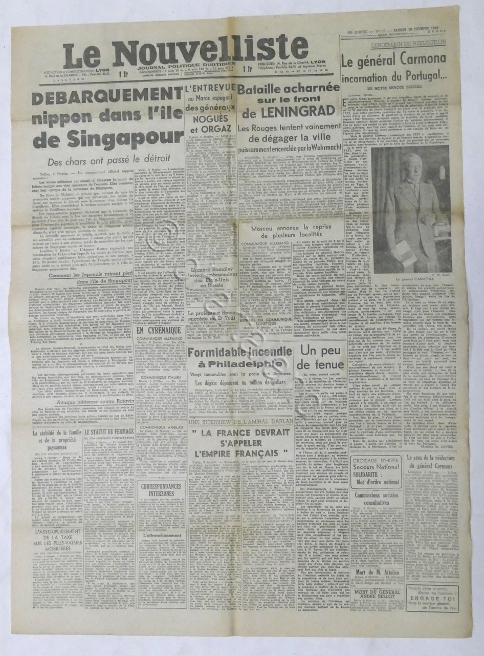 WWII Giornale - Le Nouvelliste - Journal Politique Quotidien - …