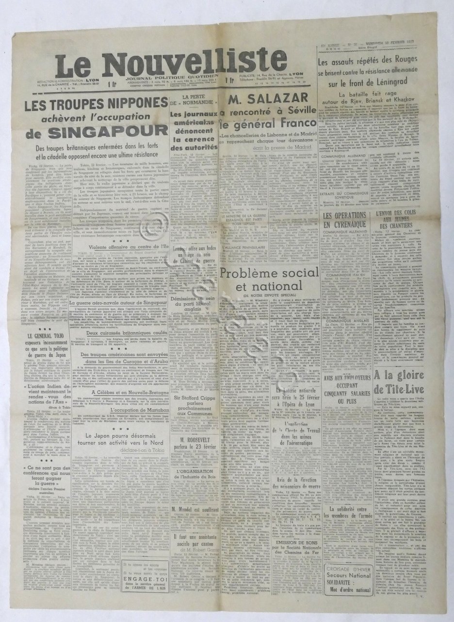 WWII Giornale - Le Nouvelliste - Journal Politique Quotidien - …