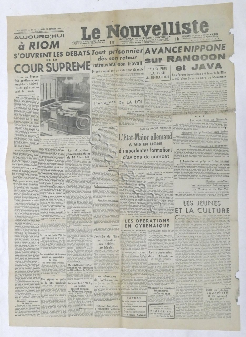 WWII Giornale - Le Nouvelliste - Journal Politique Quotidien - …
