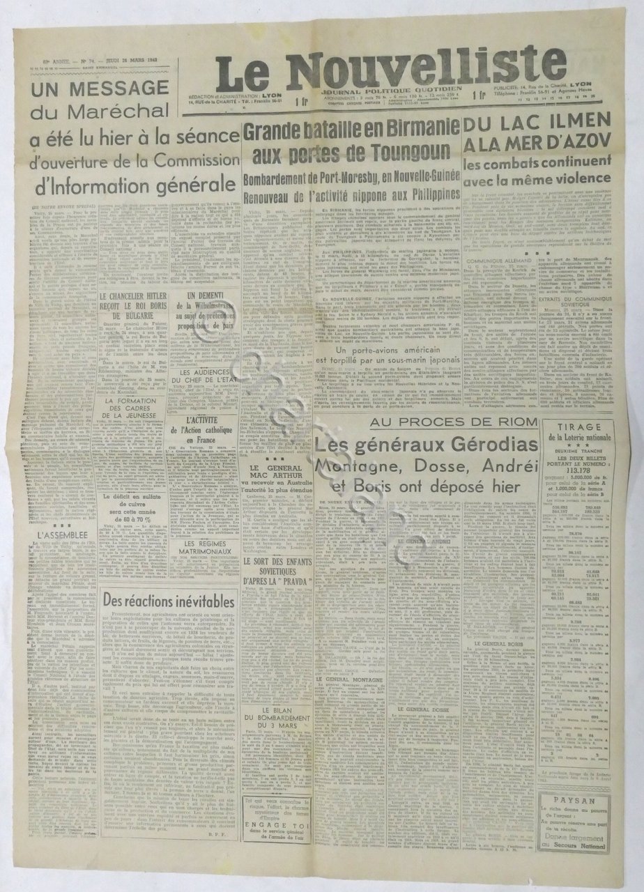 WWII Giornale - Le Nouvelliste - Journal Politique Quotidien - …