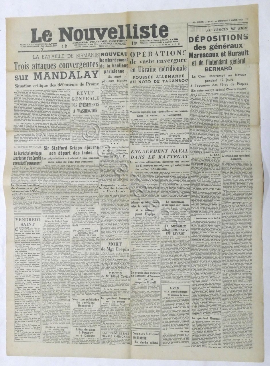 WWII Giornale - Le Nouvelliste - Journal Politique Quotidien - …