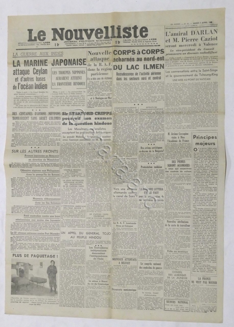 WWII Giornale - Le Nouvelliste - Journal Politique Quotidien - …