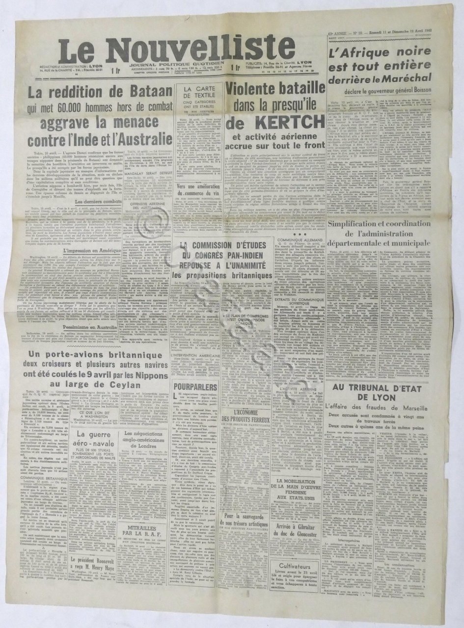 WWII Giornale - Le Nouvelliste - Journal Politique Quotidien - …