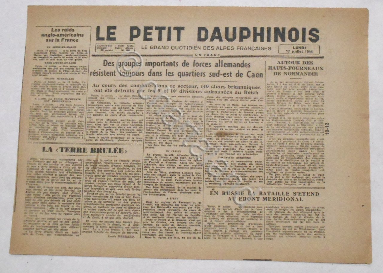 WWII Giornale - Le Petit Dauphinois N. 166 - 1944 …