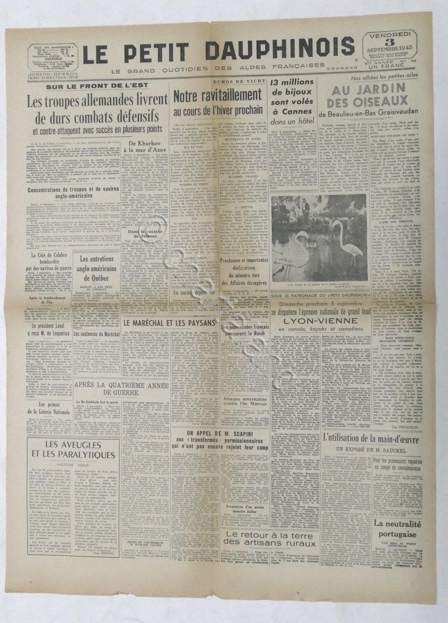 WWII Giornale - Le Petit Dauphinois N. 205 - 1943 …