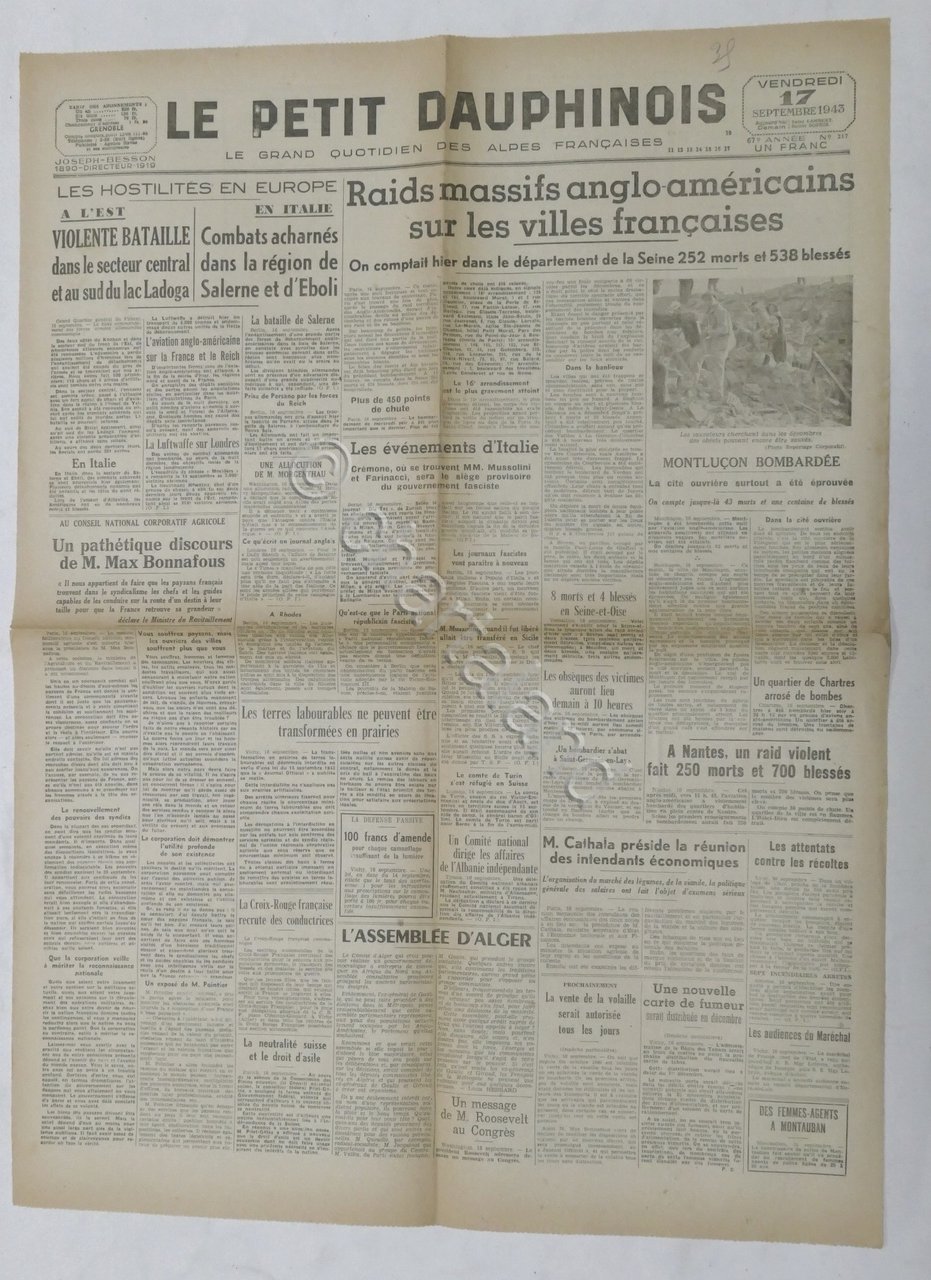 WWII Giornale - Le Petit Dauphinois N. 217 - 1943 …