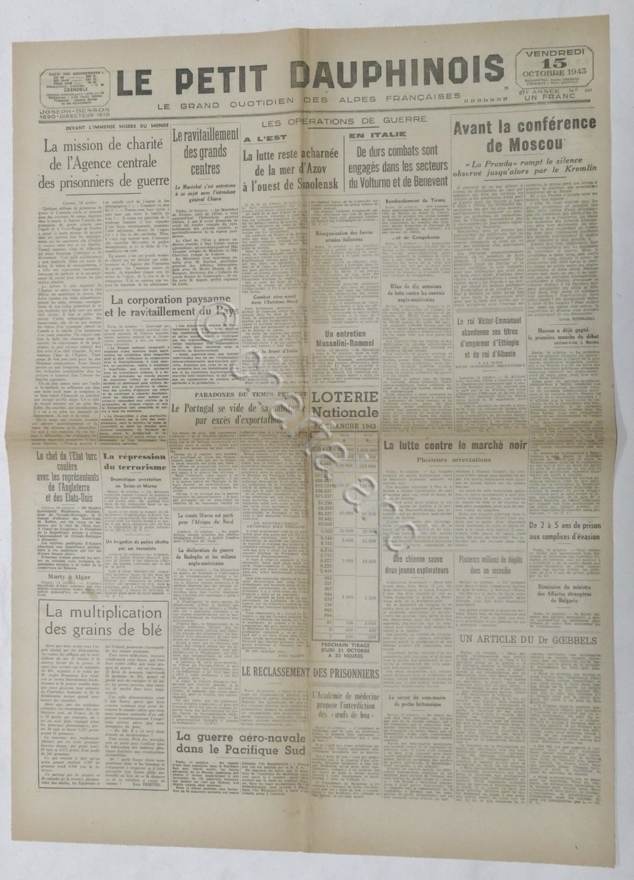 WWII Giornale - Le Petit Dauphinois N. 241 - 1943 …