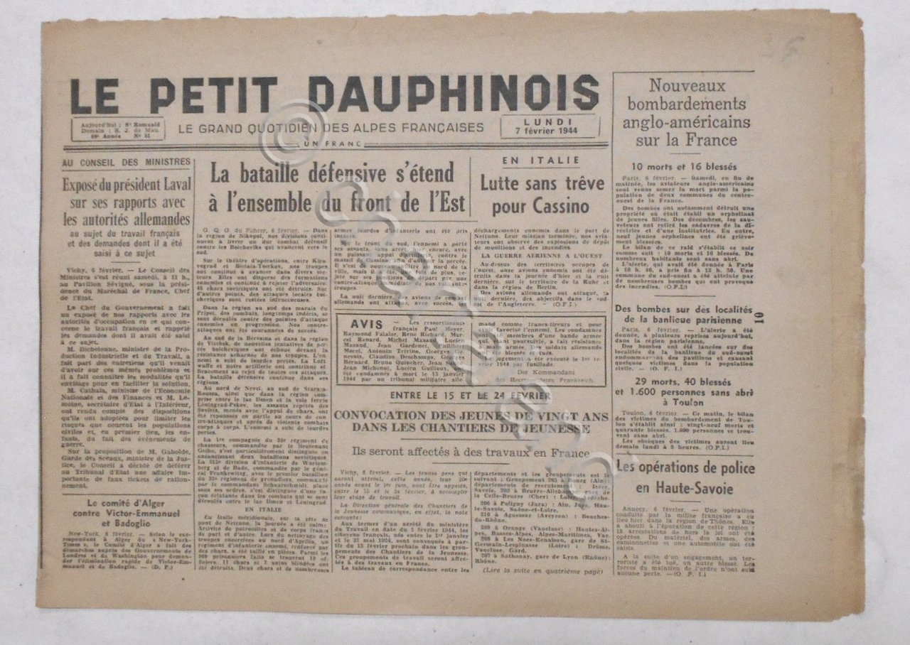 WWII Giornale - Le Petit Dauphinois N. 31 - 1944 …