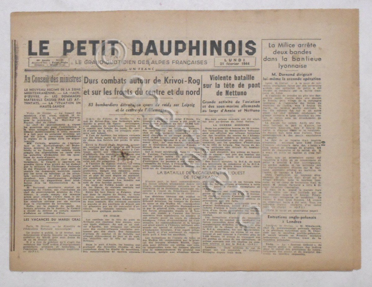 WWII Giornale - Le Petit Dauphinois N. 43 - 1944 …