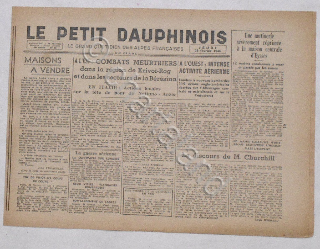 WWII Giornale - Le Petit Dauphinois N. 46 - 1944 …