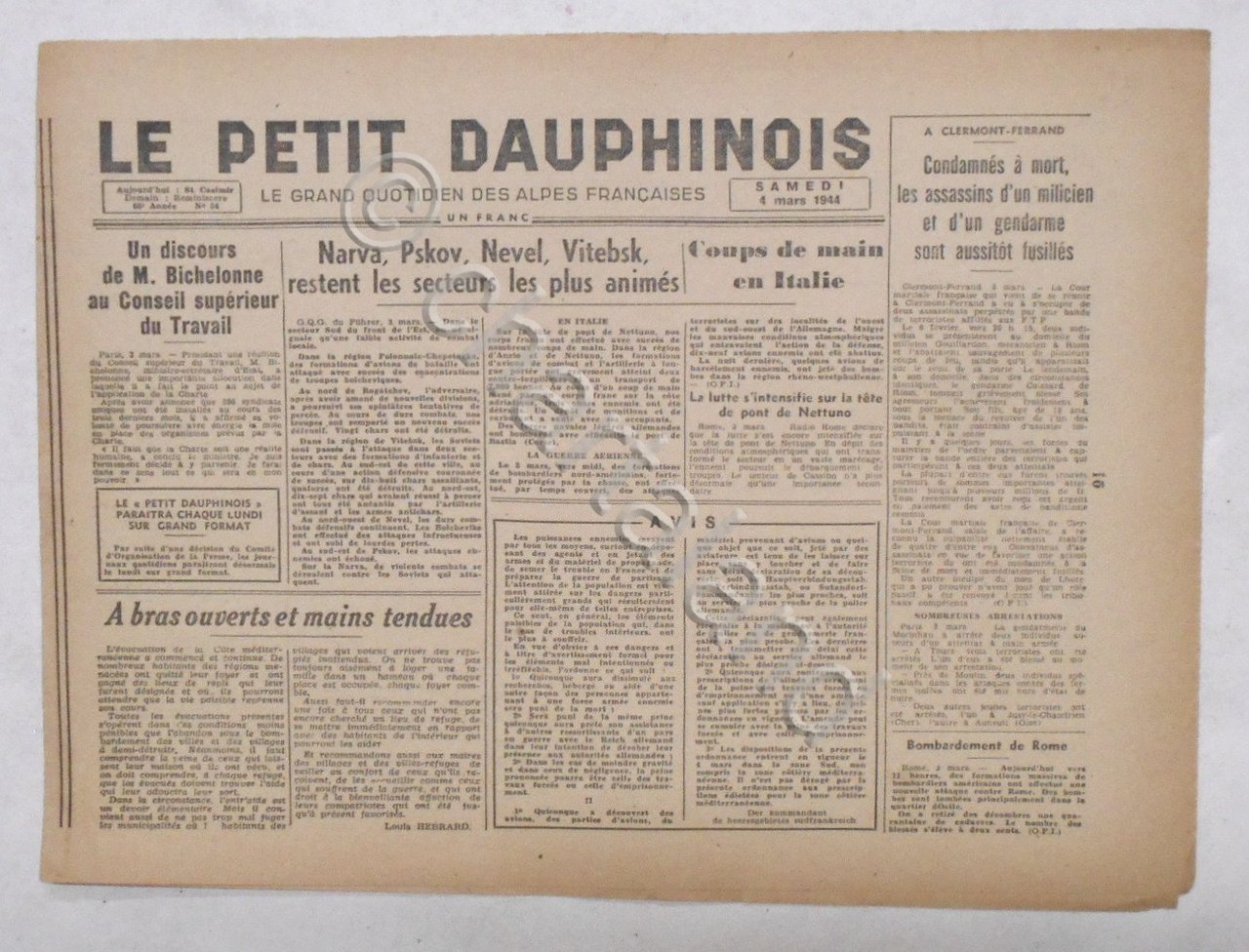 WWII Giornale - Le Petit Dauphinois N. 54 - 1944 …