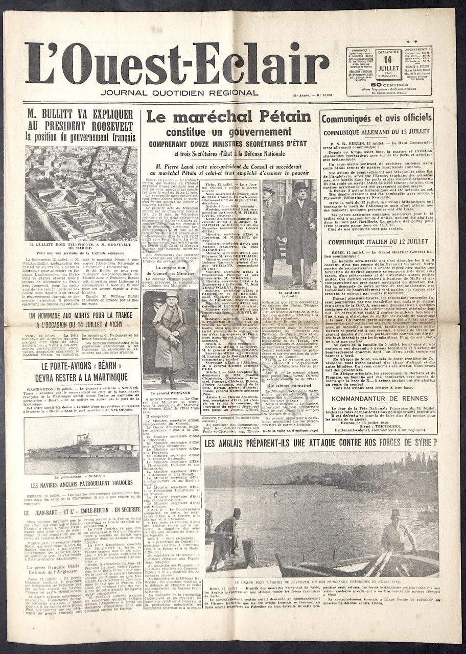 WWII Giornale Francia - L' Ouest-Eclair - N. 15936 - …