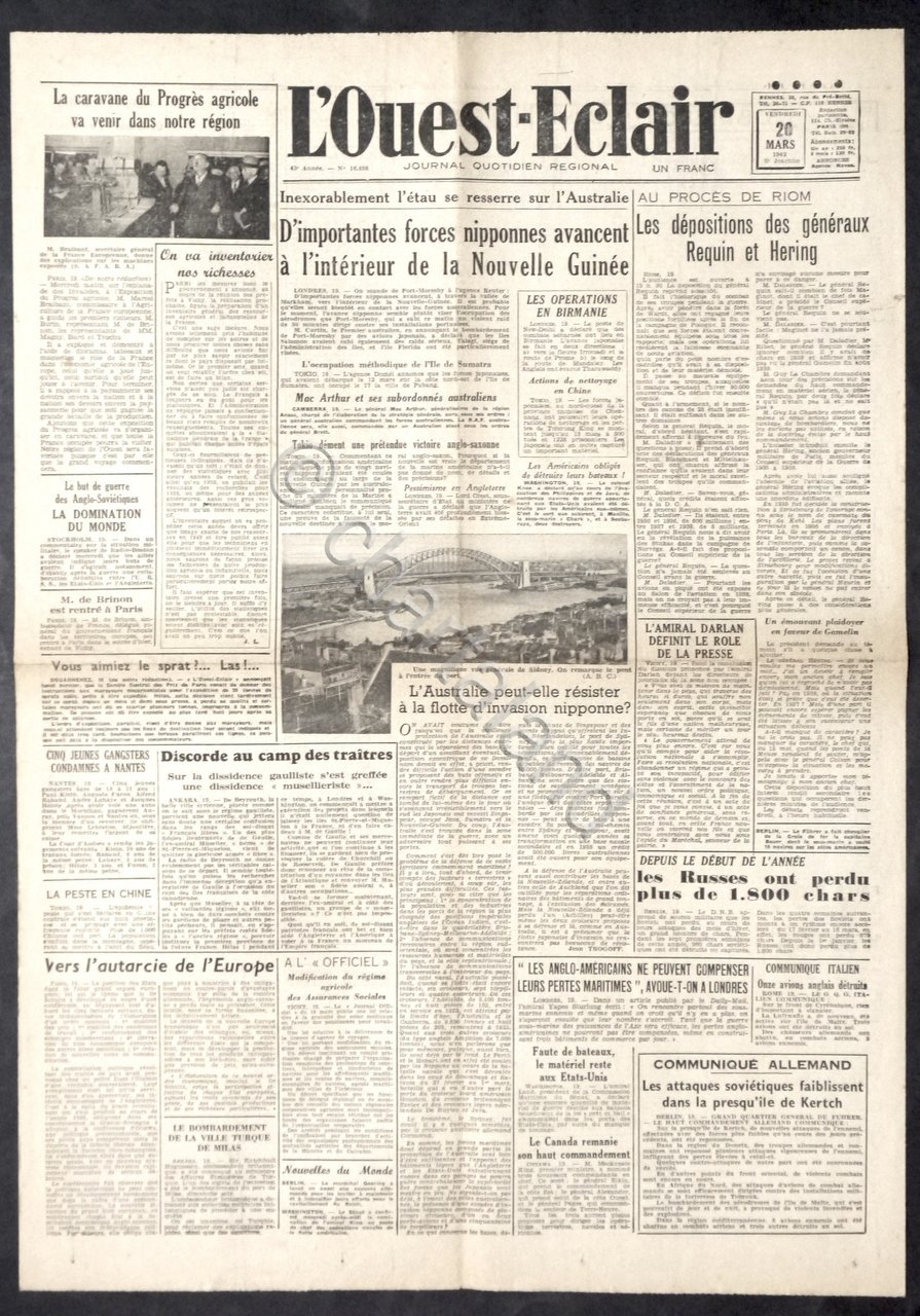 WWII Giornale Francia - L' Ouest-Eclair - N. 16498 - …