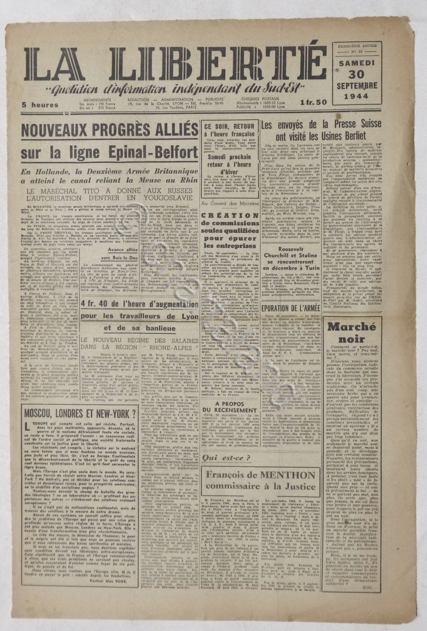 WWII Giornale Francia - La Liberté - N. 20 - …
