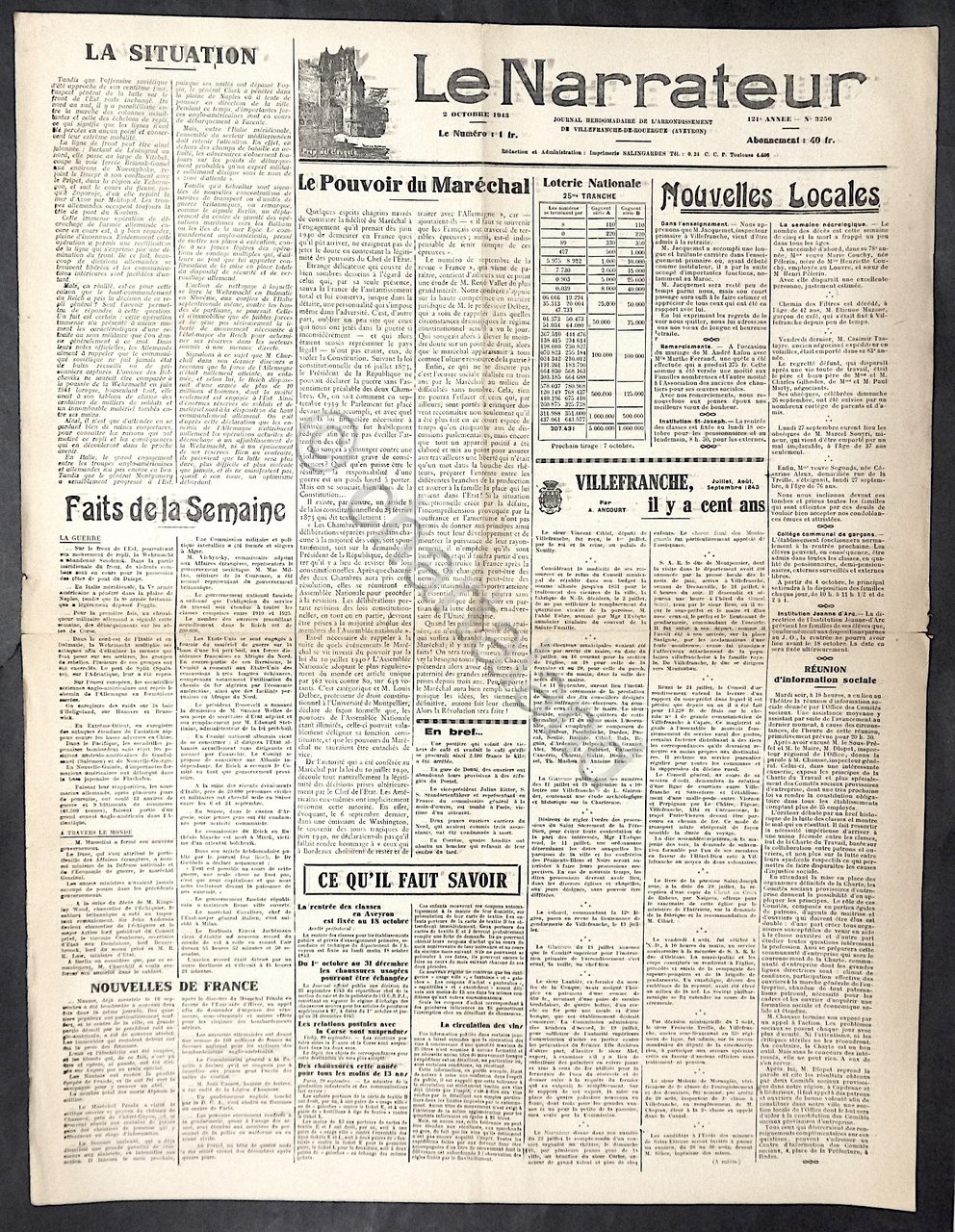 WWII Giornale Francia - Le Narrateur - N. 3250 - …