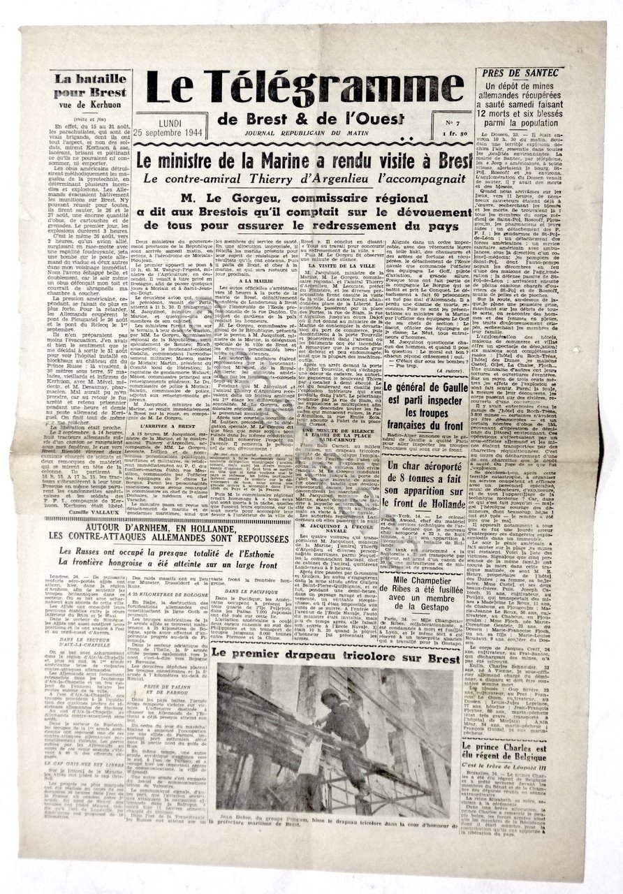 WWII Giornale Francia - Le Télégramme - N. 7 - …